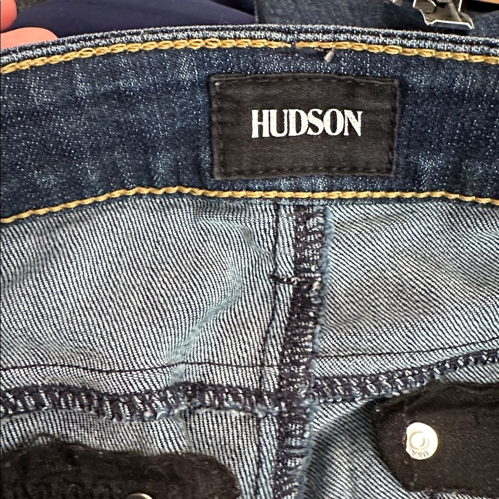 Hudson Bacara crop straight cuffed Jeans Dark Blue Denim - Picture 5 of 8